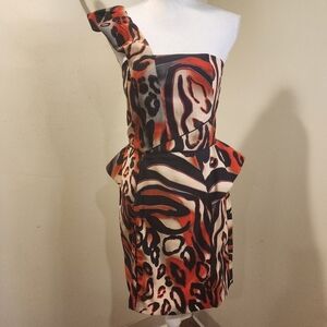 XOXO multicolor One shoulder pencil midi dress size 10